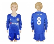 Chelsea #8 Oscar Home Long Sleeves Kid Soccer Club Jersey