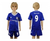 Chelsea #9 Falcao Blue Home Kid Soccer Club Jerseys