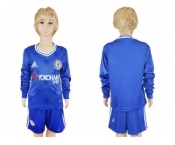 Chelsea Blank Home Long Sleeves Kid Soccer Club Jersey