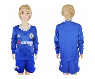 Chelsea Blank Home Long Sleeves Kid Soccer Club Jersey