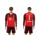 Bayern Munchen #1 Neuer Goalkeeper Long Sleeves Soccer Club Jersey