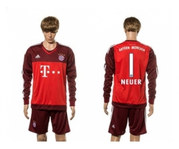 Bayern Munchen #1 Neuer Goalkeeper Long Sleeves Soccer Club Jersey