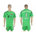 Bayern Munchen #1 Neuer Green Goalkeeper Soccer Club Jersey