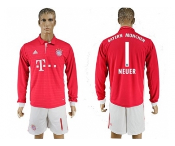 Bayern Munchen #1 Neuer Home Long Sleeves Soccer Club Jersey