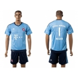 Bayern Munchen #1 Neuer Light Blue Goalkeeper Soccer Club Jersey