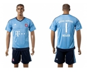 Bayern Munchen #1 Neuer Light Blue Goalkeeper Soccer Club Jersey