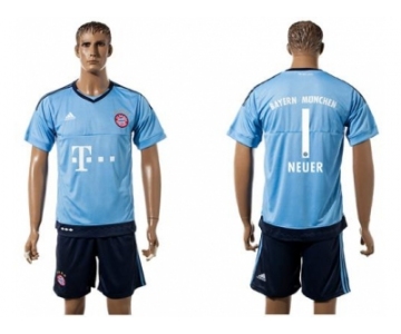 Bayern Munchen #1 Neuer Light Blue Goalkeeper Soccer Club Jersey