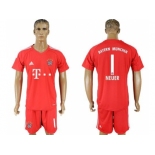 Bayern Munchen #1 Neuer Red Goalkeeper Soccer Club Jersey