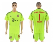 Bayern Munchen #1 Neuer Shiny Green Goalkeeper Soccer Club Jersey