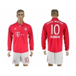 Bayern Munchen #10 Robben Home Long Sleeves Soccer Club Jersey