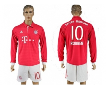 Bayern Munchen #10 Robben Home Long Sleeves Soccer Club Jersey