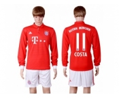 Bayern Munchen #11 Costa Home Long Sleeves Soccer Club Jerseys