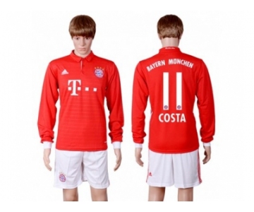 Bayern Munchen #11 Costa Home Long Sleeves Soccer Club Jerseys