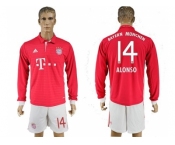 Bayern Munchen #14 Alonso Home Long Sleeves Soccer Club Jersey