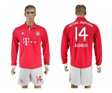 Bayern Munchen #14 Alonso Home Long Sleeves Soccer Club Jersey