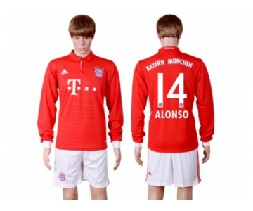 Bayern Munchen #14 Alonso Home Long Sleeves Soccer Club Jerseys