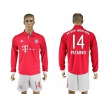 Bayern Munchen #14 Pizarro Home Long Sleeves Soccer Club Jersey