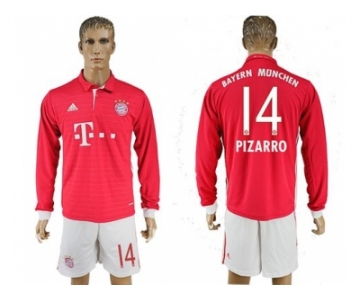 Bayern Munchen #14 Pizarro Home Long Sleeves Soccer Club Jersey