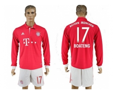 Bayern Munchen #17 Boateng Home Long Sleeves Soccer Club Jersey