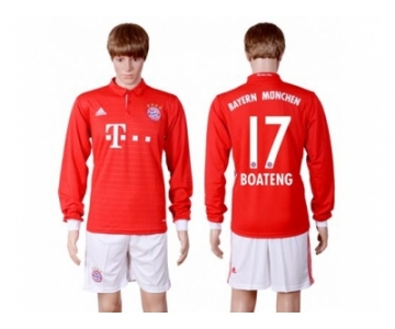 Bayern Munchen #17 Boateng Home Long Sleeves Soccer Club Jerseys