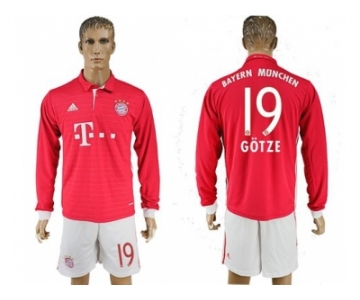 Bayern Munchen #19 Gotze Home Long Sleeves Soccer Club Jersey