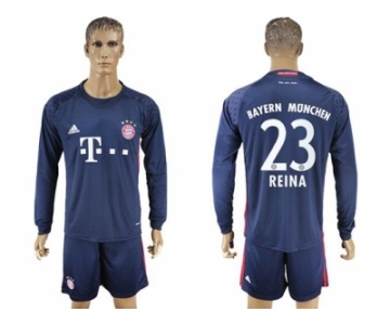 Bayern Munchen #23 Reina Dark Blue Goalkeeper Long Sleeves Soccer Club Jersey