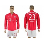 Bayern Munchen #23 Vidal Home Long Sleeves Soccer Club Jersey