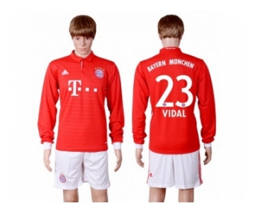 Bayern Munchen #23 Vidal Home Long Sleeves Soccer Club Jerseys