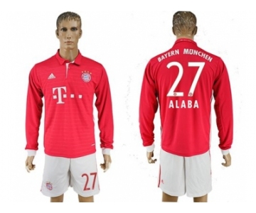 Bayern Munchen #27 Alaba Home Long Sleeves Soccer Club Jersey