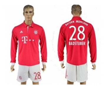 Bayern Munchen #28 Badstuber Home Long Sleeves Soccer Club Jersey