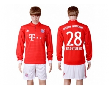 Bayern Munchen #28 Badstuber Home Long Sleeves Soccer Club Jerseys