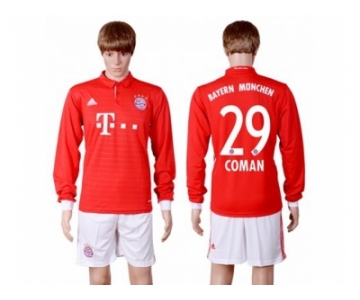 Bayern Munchen #29 Coman Home Long Sleeves Soccer Club Jersey