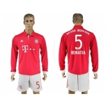 Bayern Munchen #5 Benatia Home Long Sleeves Soccer Club Jersey