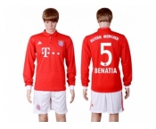 Bayern Munchen #5 Benatia Home Long Sleeves Soccer Club Jerseys