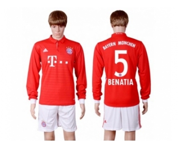 Bayern Munchen #5 Benatia Home Long Sleeves Soccer Club Jerseys