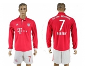 Bayern Munchen #7 Ribery Home Long Sleeves Soccer Club Jersey