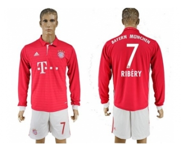 Bayern Munchen #7 Ribery Home Long Sleeves Soccer Club Jersey