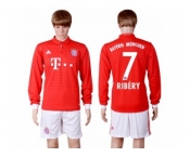 Bayern Munchen #7 Ribery Home Long Sleeves Soccer Club Jerseys