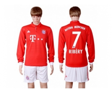 Bayern Munchen #7 Ribery Home Long Sleeves Soccer Club Jerseys