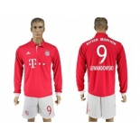 Bayern Munchen #9 Lewandowski Home Long Sleeves Soccer Club Jersey