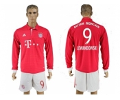 Bayern Munchen #9 Lewandowski Home Long Sleeves Soccer Club Jersey