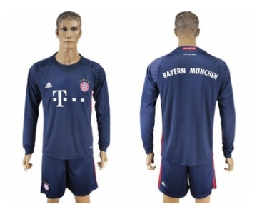 Bayern Munchen Blank Dark Blue Goalkeeper Long Sleeves Soccer Club Jersey