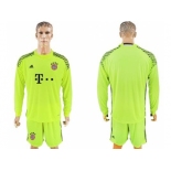 Bayern Munchen Blank Shiny Green Goalkeeper Long Sleeves Soccer Club Jersey