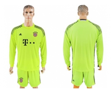 Bayern Munchen Blank Shiny Green Goalkeeper Long Sleeves Soccer Club Jersey