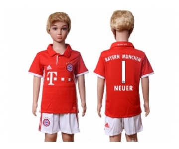 Bayern Munchen #1 Neuer Home Kid Soccer Club Jersey