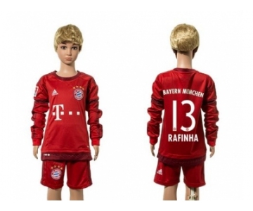 Bayern Munchen #13 Rafinha Home Long Sleeves Kid Soccer Club Jersey