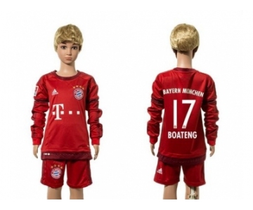 Bayern Munchen #17 Boateng Home Long Sleeves Kid Soccer Club Jersey