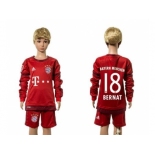 Bayern Munchen #18 Bernat Home Long Sleeves Kid Soccer Club Jersey