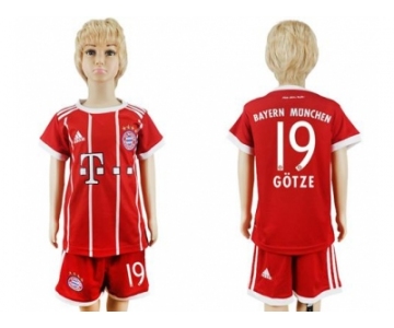 Bayern Munchen #19 Gotze Home Kid Soccer Club Jersey