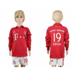 Bayern Munchen #19 Gotze Home Long Sleeves Kid Soccer Club Jersey